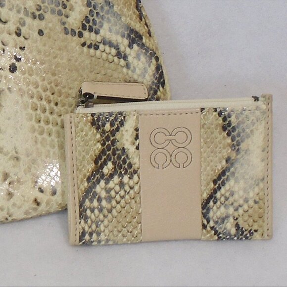 set COACH Embossed Python Leather Wristlet + Key Chain Coin Purse - Picture 4 of 7